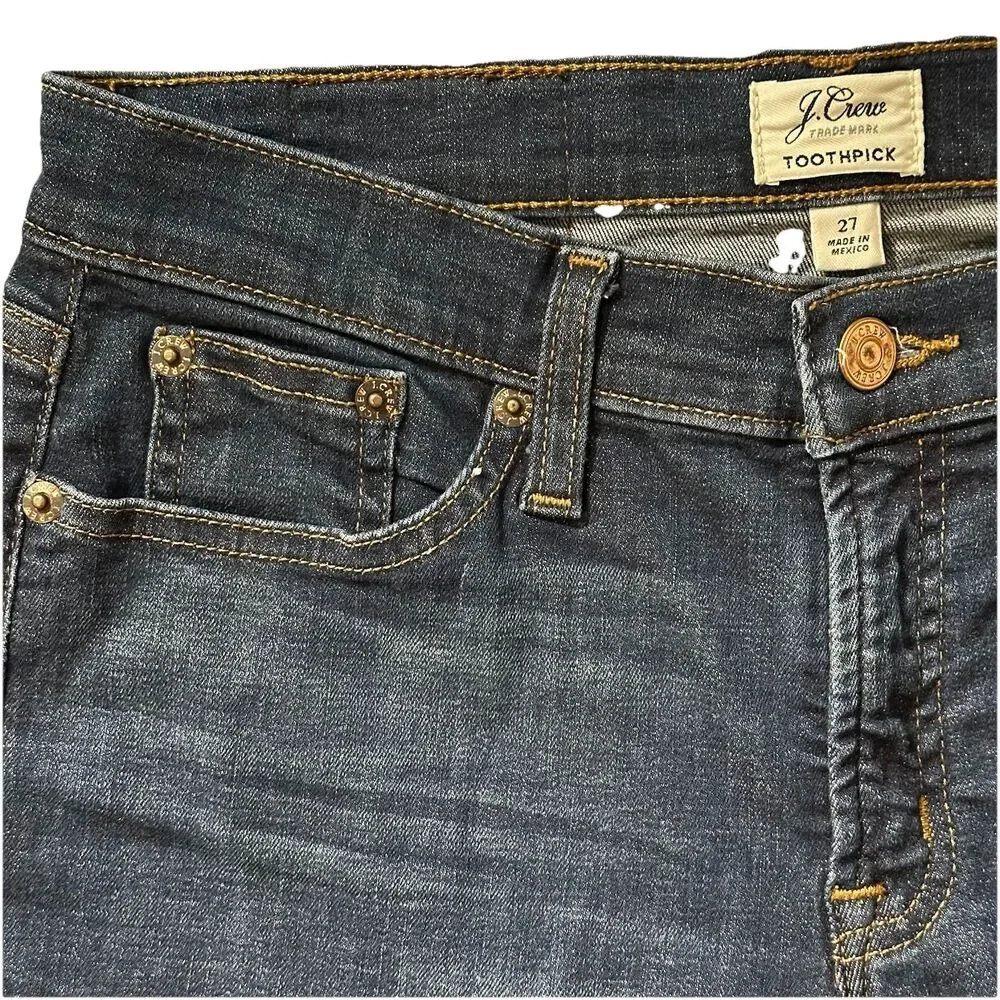 J. Crew Toothpick Jeans Women Size 6 -- 28Wx27.5L  Stretch Mid-Rise Skinny